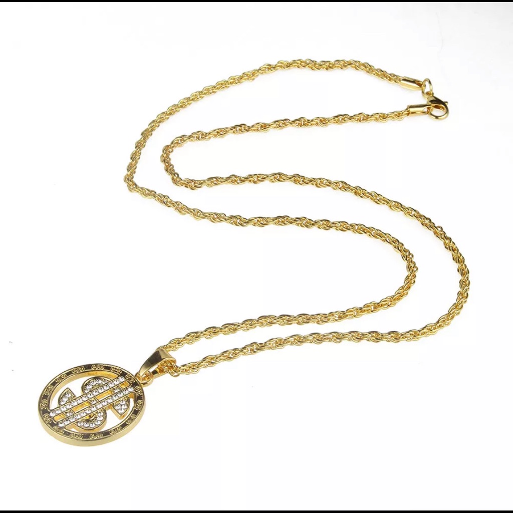 New Hip Hop Bling Pendant Dollar Sign  Rope Chain